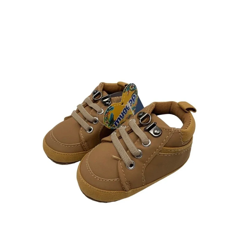 Myggpp Baby Toddler Boys Lace-Up Sneakers‎ High-Top Shoes Brown 6-12 Mth